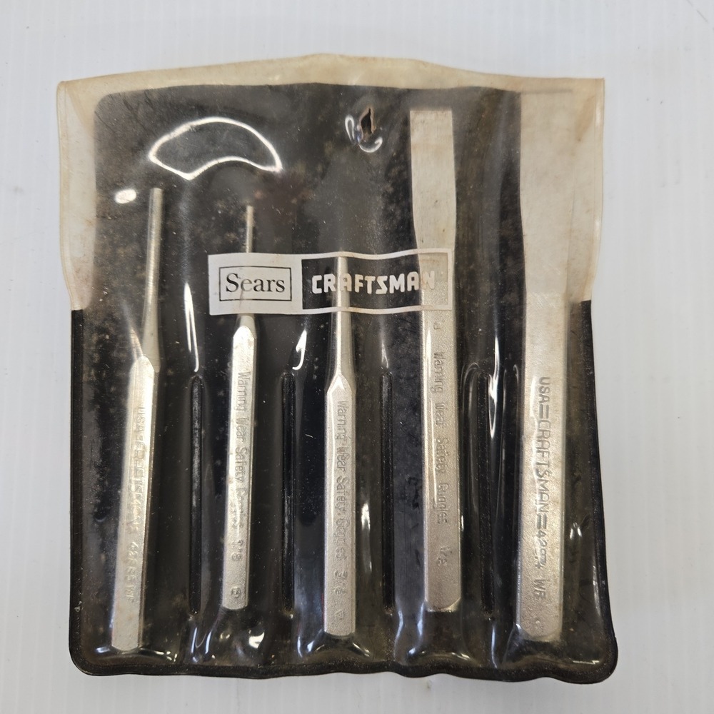 Sears‎ Craftsman Vintage 5pc Hammer Forged Punch Chisel Set 9 4301 Vintage USA